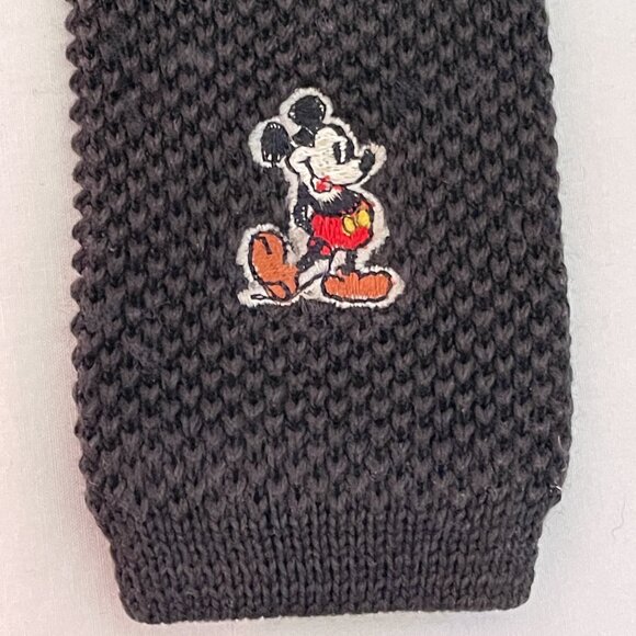 VTG WALT DISNEY PROD MICKEY MOUSE NECKTIE BLACK Cotton MADE IN USA 1090AT - Picture 4 of 6